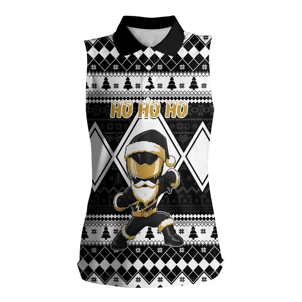Personalized Power Black Ranger Santa Claus Women Sleeveless Polo Shirt Funny Christmas - Wonder Print Shop