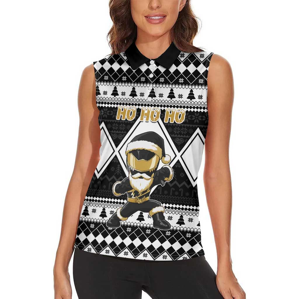 Personalized Power Black Ranger Santa Claus Women Sleeveless Polo Shirt Funny Christmas - Wonder Print Shop