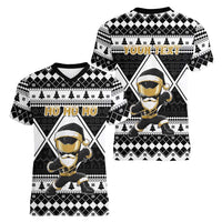Personalized Power Black Ranger Santa Claus Women V-Neck T-Shirt Funny Christmas - Wonder Print Shop