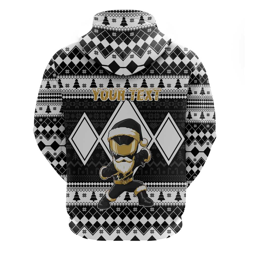 Personalized Power Black Ranger Santa Claus Zip Hoodie Funny Christmas - Wonder Print Shop
