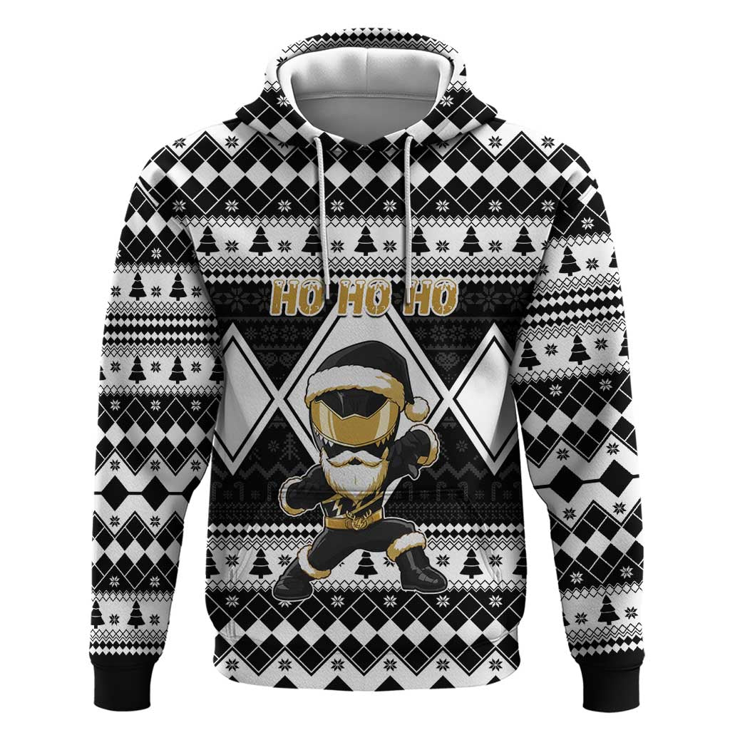 Personalized Power Black Ranger Santa Claus Zip Hoodie Funny Christmas - Wonder Print Shop