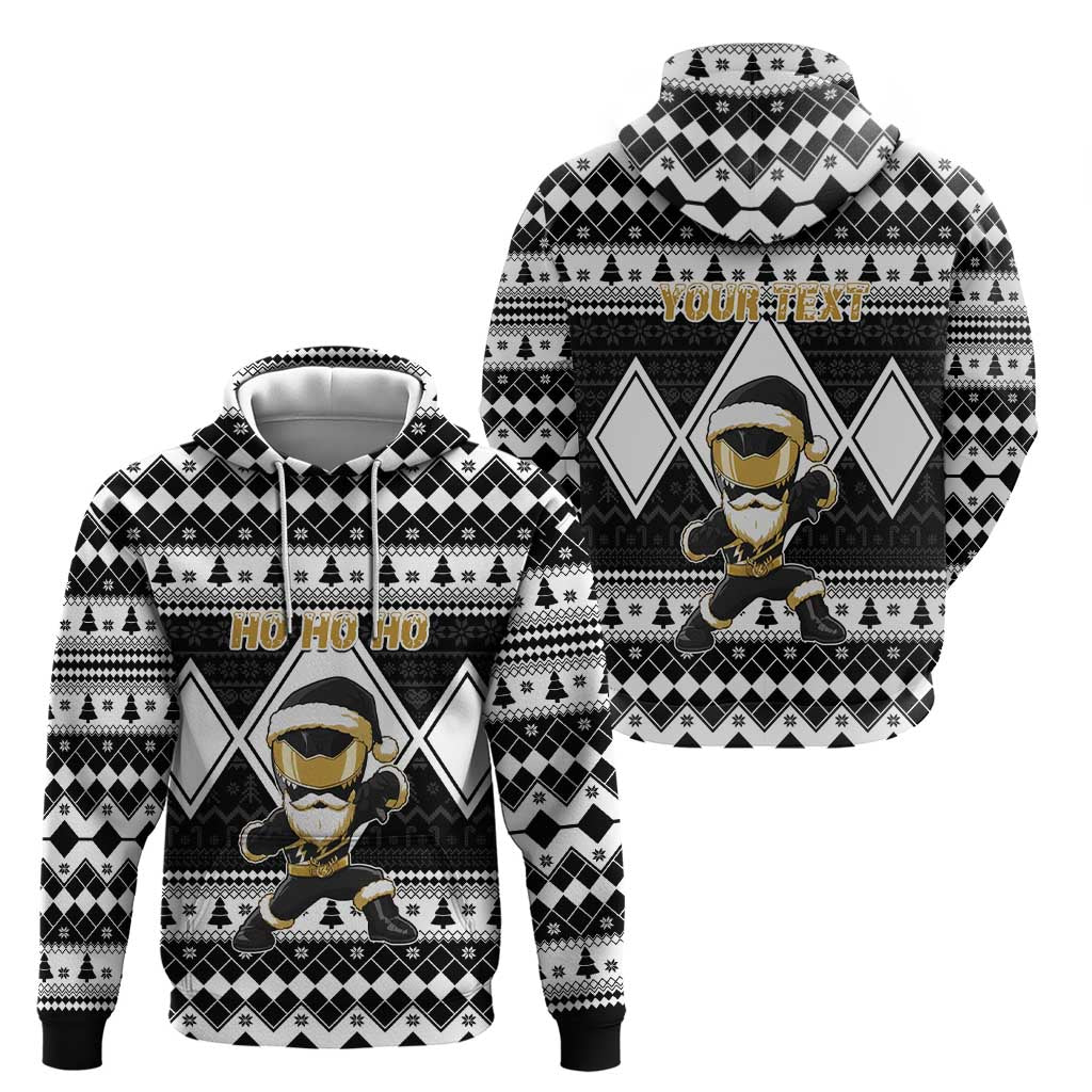 Personalized Power Black Ranger Santa Claus Zip Hoodie Funny Christmas - Wonder Print Shop