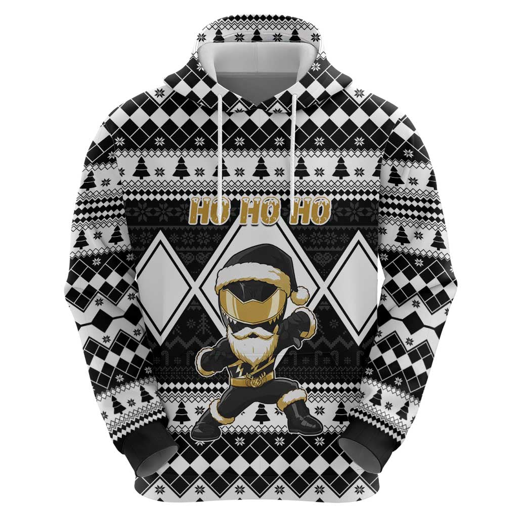 Personalized Power Black Ranger Santa Claus Zip Hoodie Funny Christmas - Wonder Print Shop