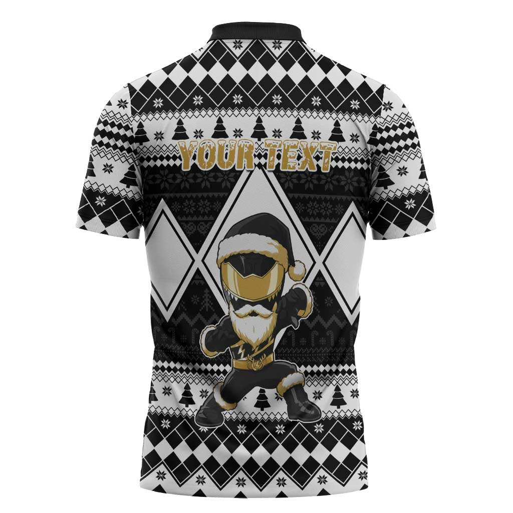 Personalized Power Black Ranger Santa Claus Zipper Polo Shirt Funny Christmas - Wonder Print Shop
