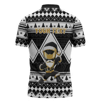Personalized Power Black Ranger Santa Claus Zipper Polo Shirt Funny Christmas - Wonder Print Shop