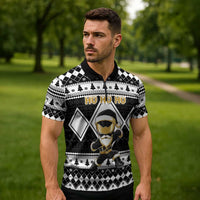 Personalized Power Black Ranger Santa Claus Zipper Polo Shirt Funny Christmas - Wonder Print Shop