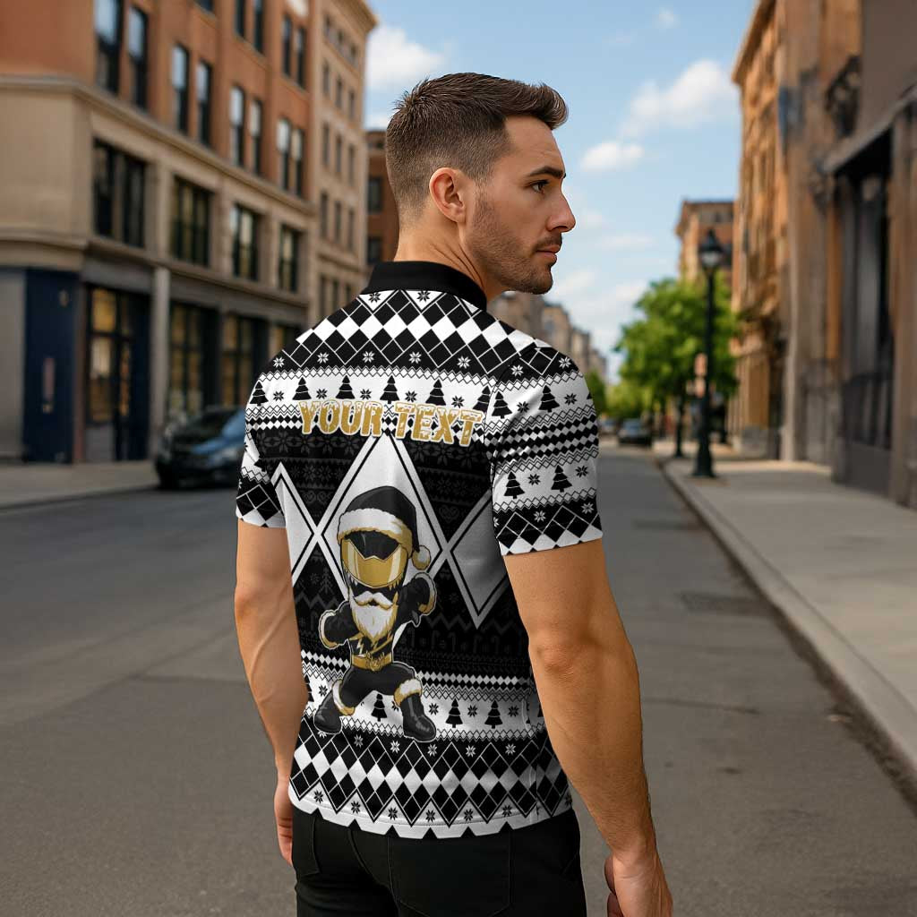 Personalized Power Black Ranger Santa Claus Zipper Polo Shirt Funny Christmas - Wonder Print Shop