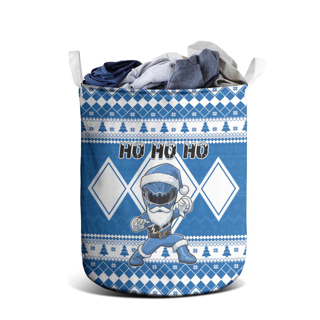 Power Blue Ranger Santa Claus Laundry Basket Funny Christmas - Wonder Print Shop