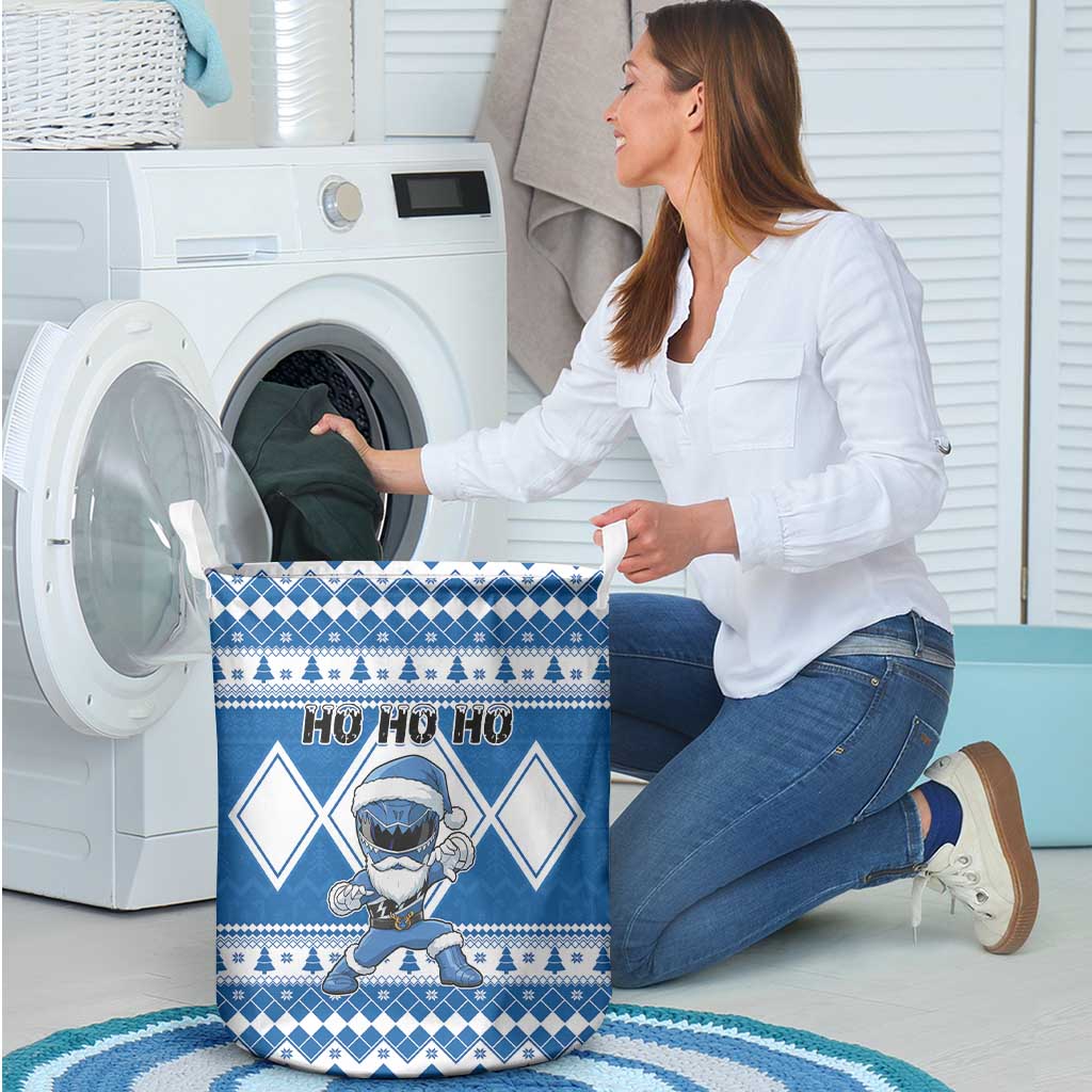 Power Blue Ranger Santa Claus Laundry Basket Funny Christmas - Wonder Print Shop