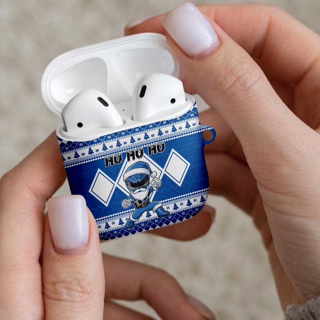 Power Blue Ranger Santa Claus AirPods Case Funny Christmas - Wonder Print Shop
