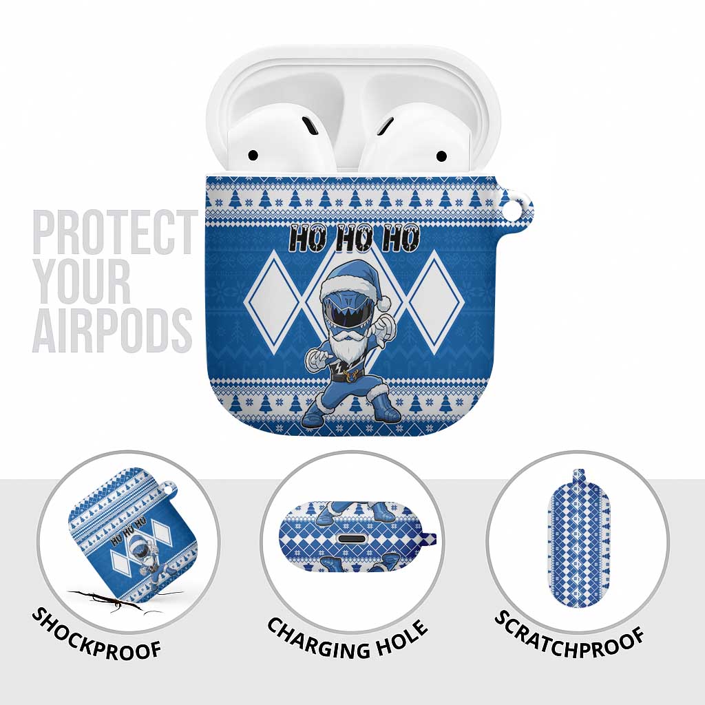 Power Blue Ranger Santa Claus AirPods Case Funny Christmas - Wonder Print Shop
