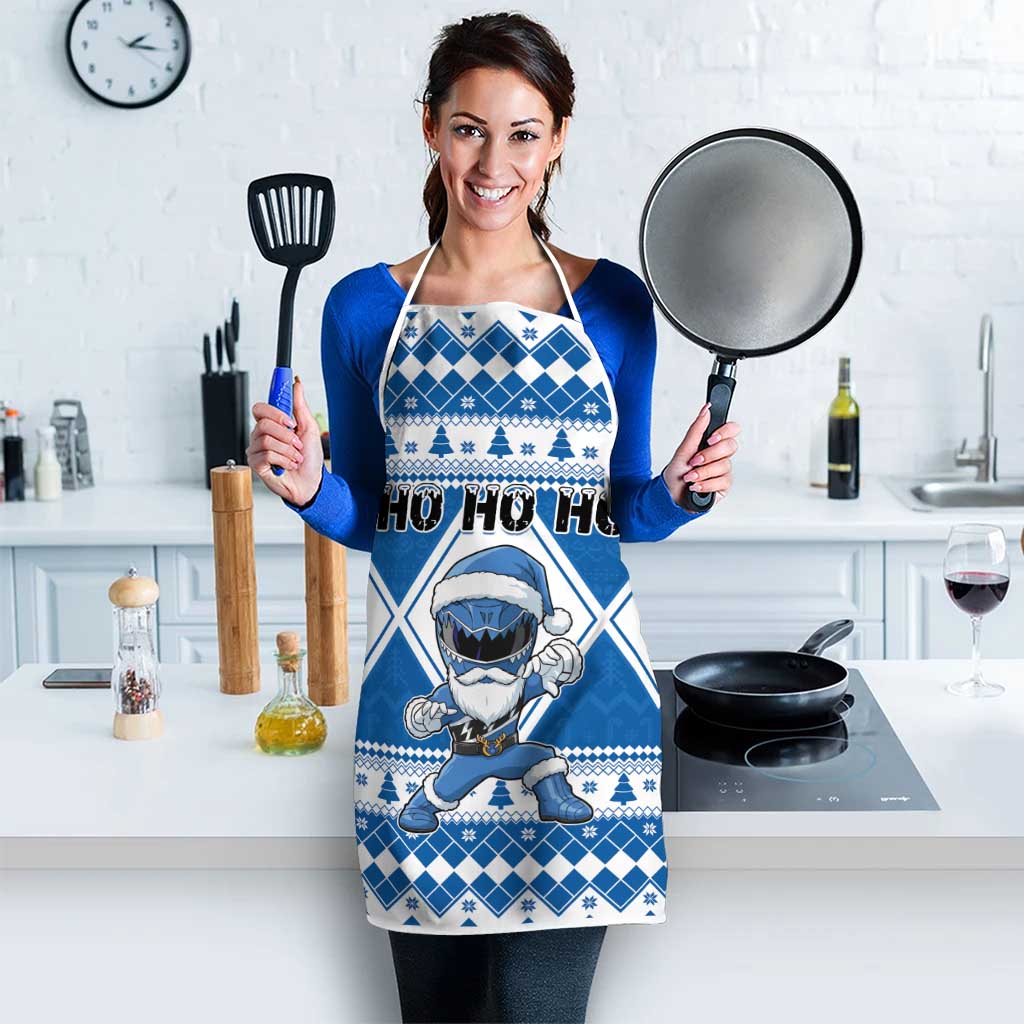 Power Blue Ranger Santa Claus Apron Funny Christmas - Wonder Print Shop