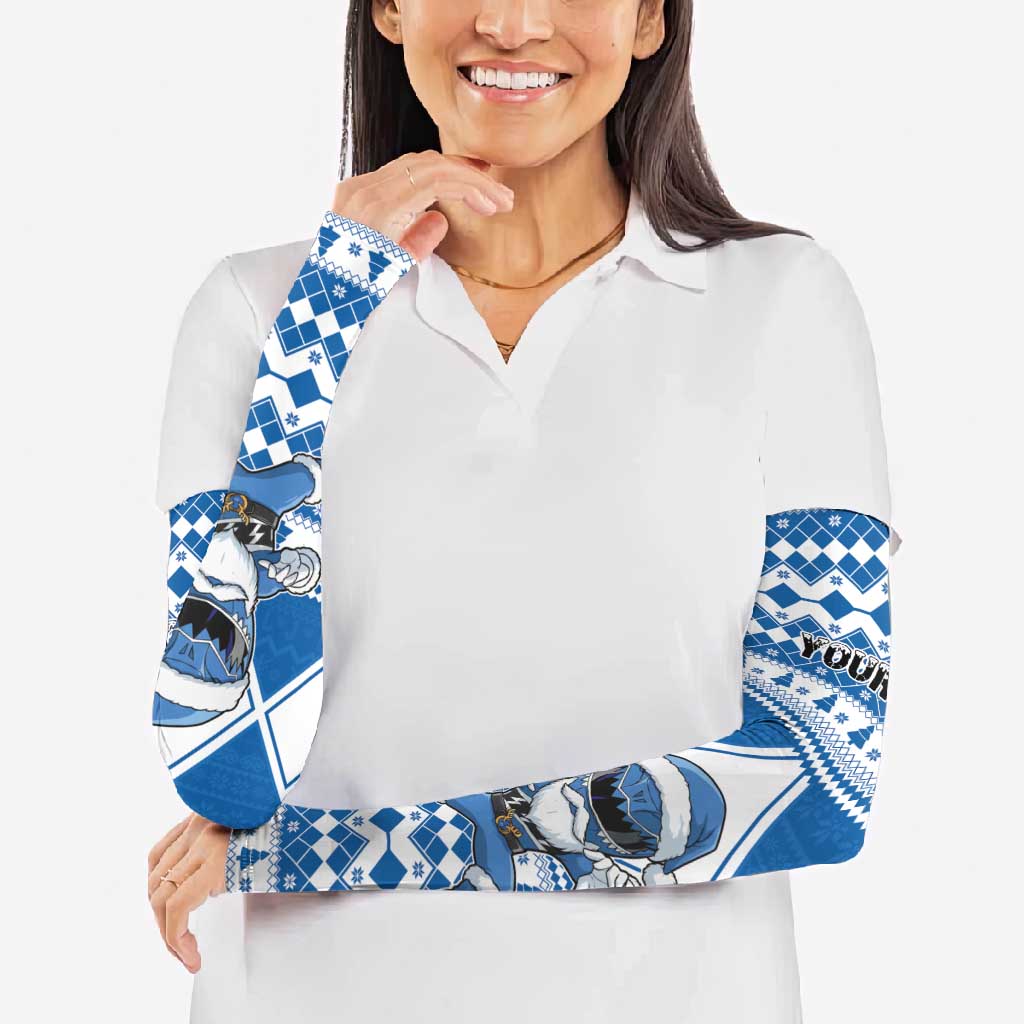 Personalized Power Blue Ranger Santa Claus Arm Sleeves Funny Christmas - Wonder Print Shop
