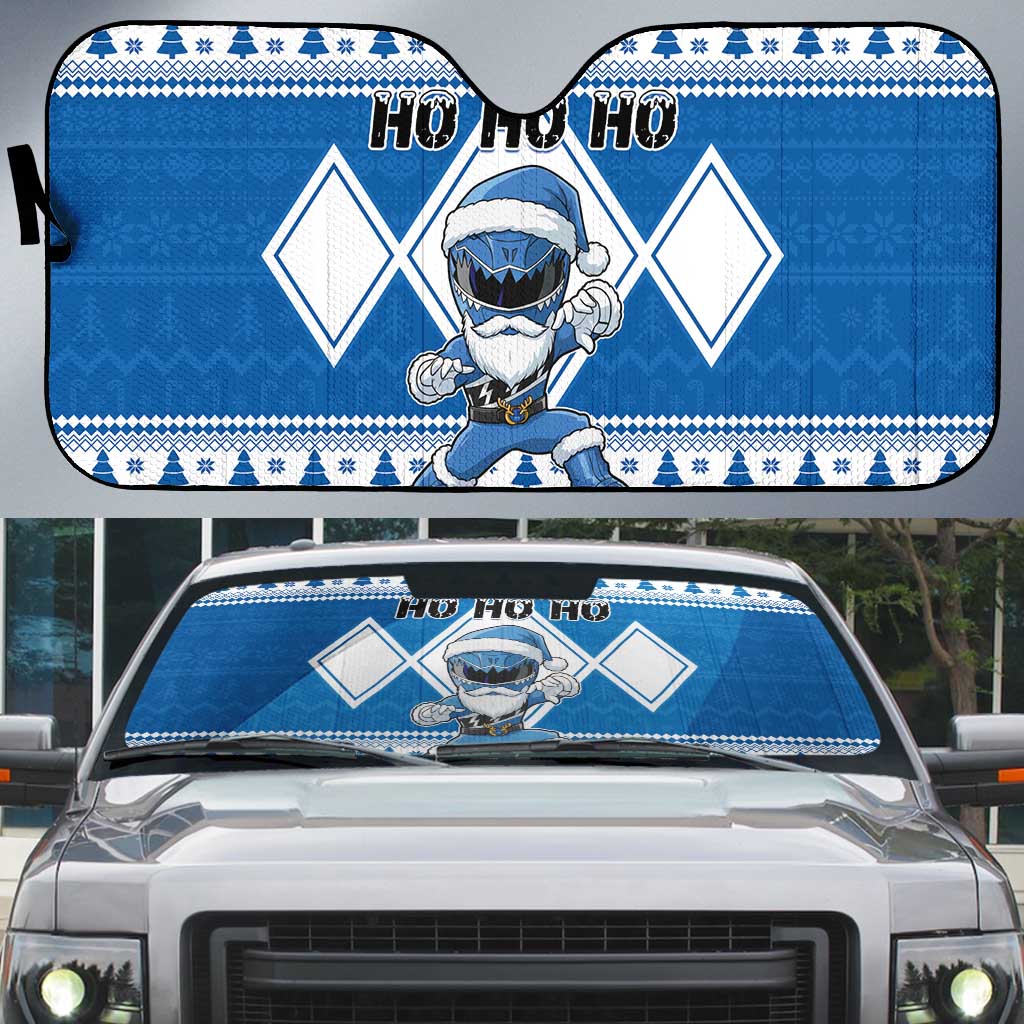 Power Blue Ranger Santa Claus Auto Sun Shade Funny Christmas - Wonder Print Shop