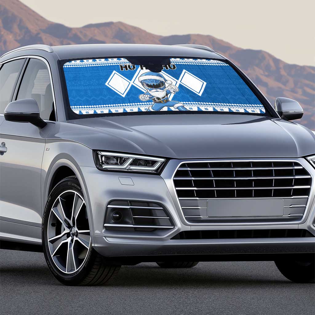 Power Blue Ranger Santa Claus Auto Sun Shade Funny Christmas - Wonder Print Shop