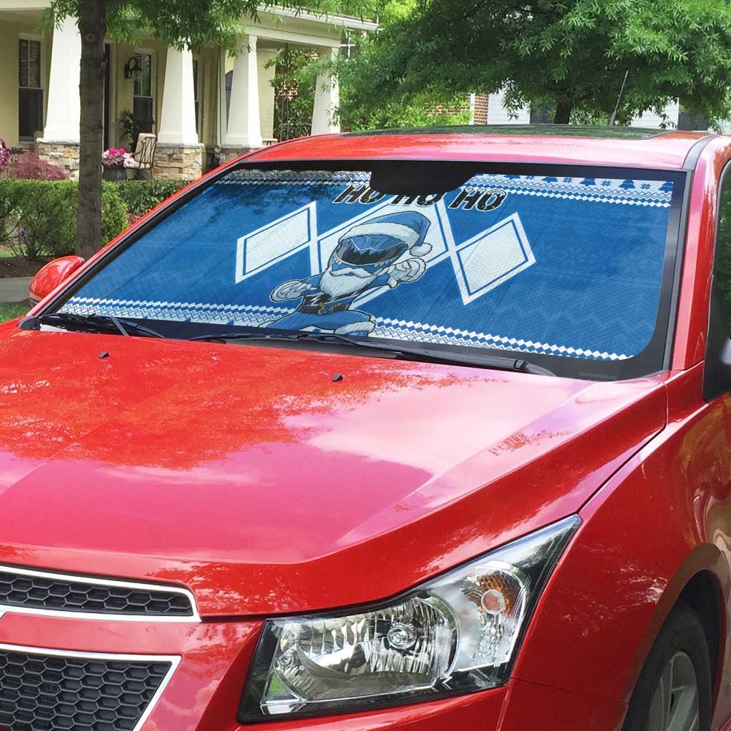Power Blue Ranger Santa Claus Auto Sun Shade Funny Christmas - Wonder Print Shop