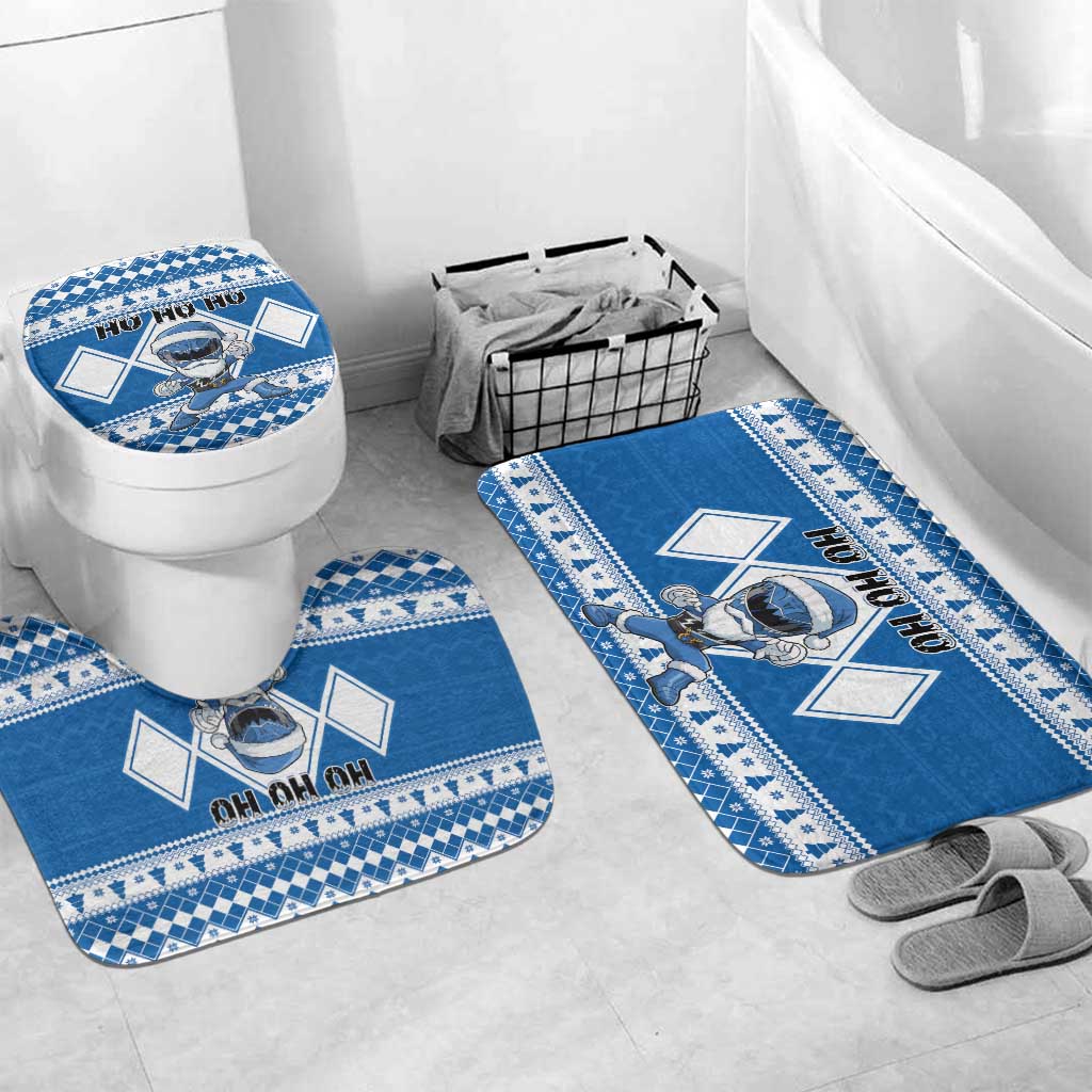 Power Blue Ranger Santa Claus Bathroom Set Funny Christmas - Wonder Print Shop