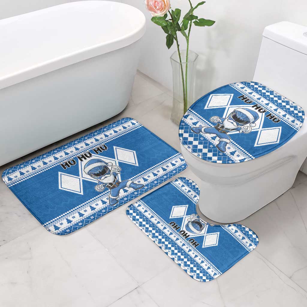 Power Blue Ranger Santa Claus Bathroom Set Funny Christmas - Wonder Print Shop