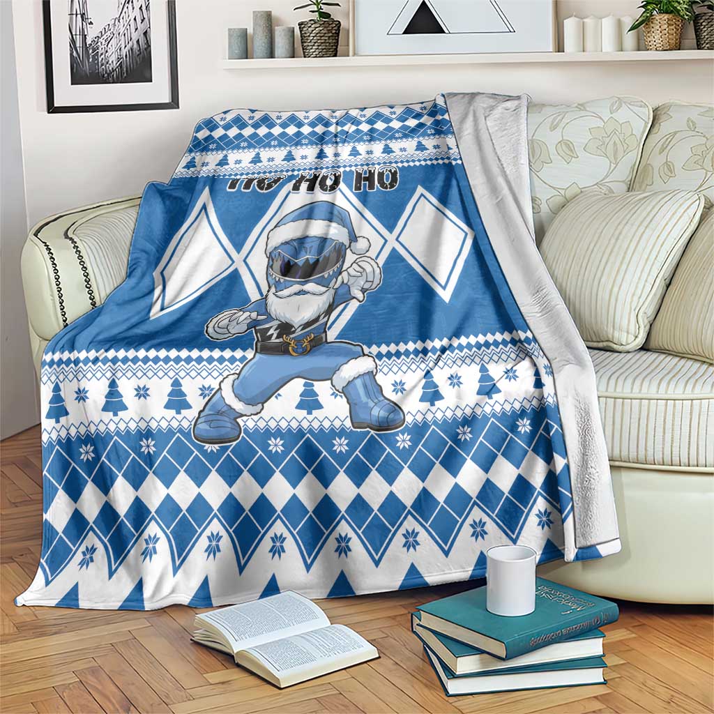 Power Blue Ranger Santa Claus Blanket Funny Christmas - Wonder Print Shop