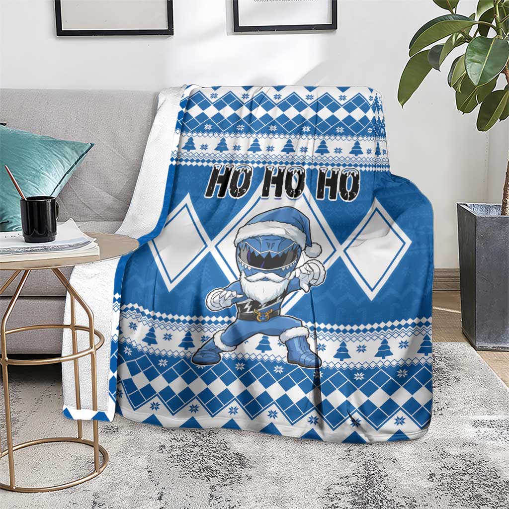 Power Blue Ranger Santa Claus Blanket Funny Christmas - Wonder Print Shop