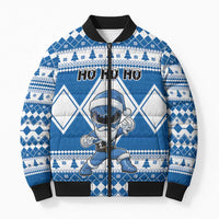 Personalized Power Blue Ranger Santa Claus Bomber Puffer Jacket Funny Christmas - Wonder Print Shop