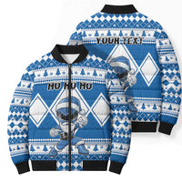 Personalized Power Blue Ranger Santa Claus Bomber Puffer Jacket Funny Christmas - Wonder Print Shop