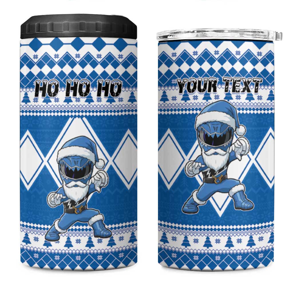 Personalized Power Blue Ranger Santa Claus 4 in 1 Can Cooler Tumbler Funny Christmas - Wonder Print Shop