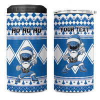 Personalized Power Blue Ranger Santa Claus 4 in 1 Can Cooler Tumbler Funny Christmas - Wonder Print Shop