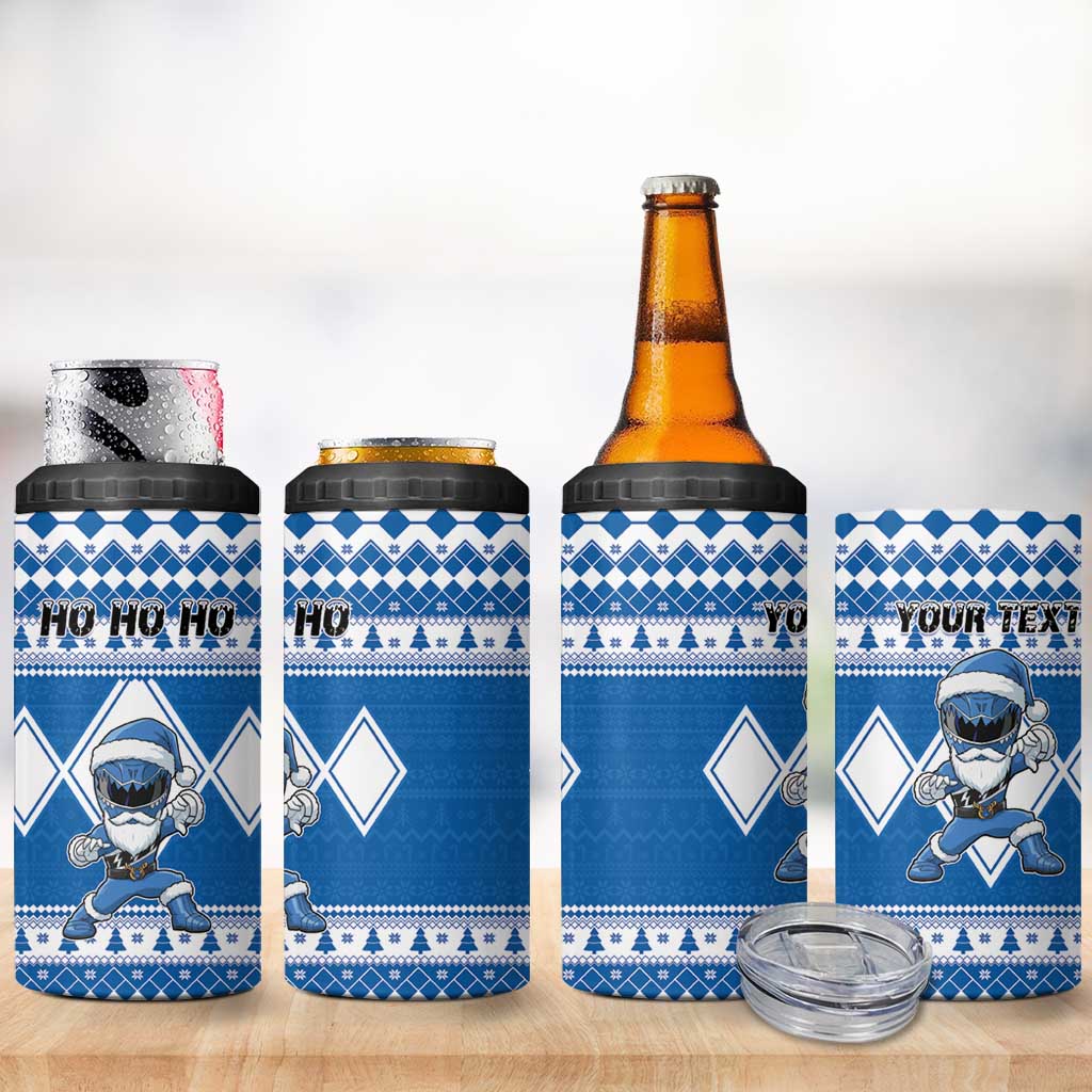 Personalized Power Blue Ranger Santa Claus 4 in 1 Can Cooler Tumbler Funny Christmas - Wonder Print Shop