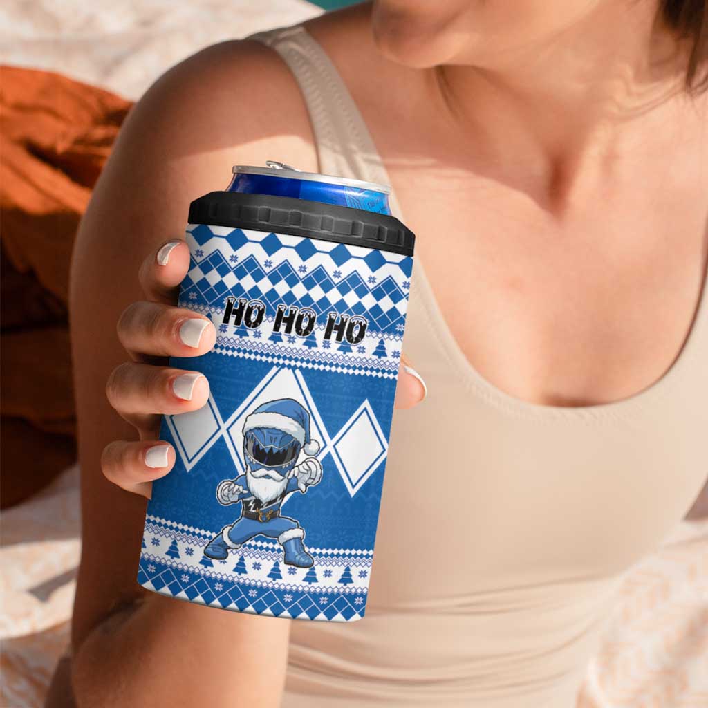 Personalized Power Blue Ranger Santa Claus 4 in 1 Can Cooler Tumbler Funny Christmas - Wonder Print Shop