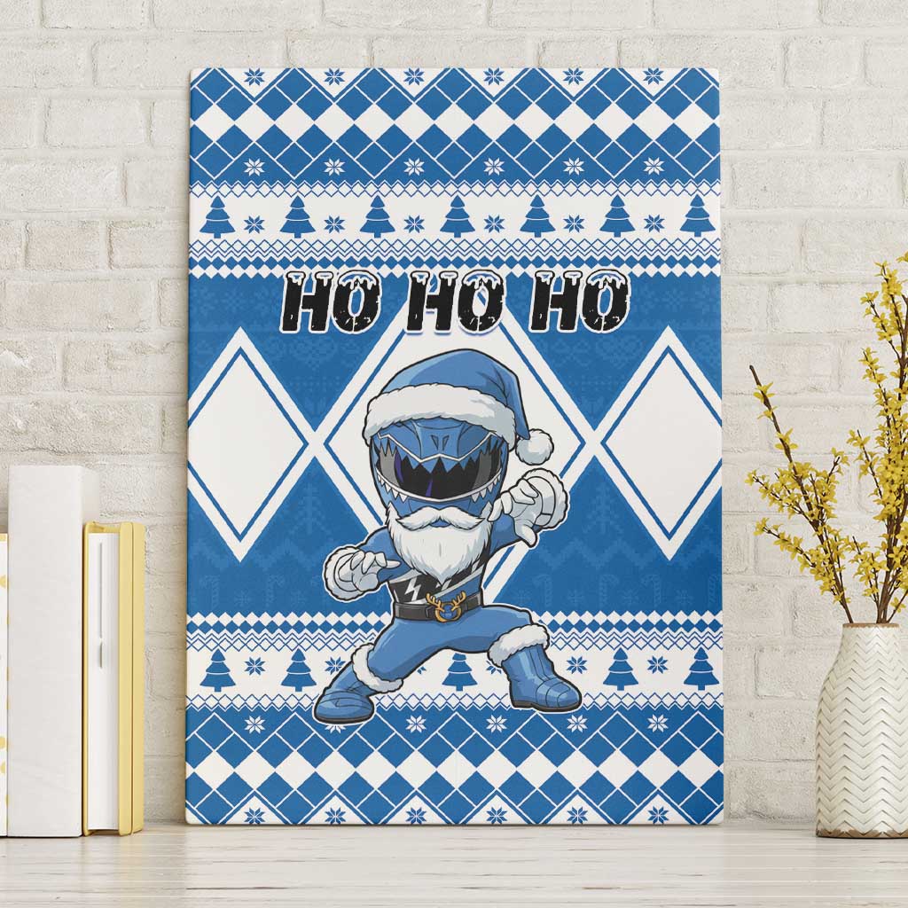 Power Blue Ranger Santa Claus Canvas Wall Art Funny Christmas - Wonder Print Shop