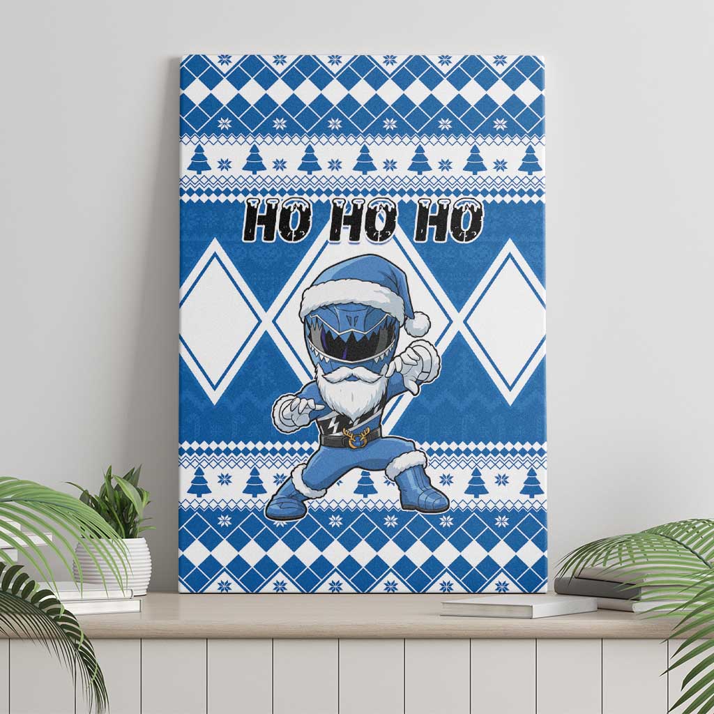 Power Blue Ranger Santa Claus Canvas Wall Art Funny Christmas - Wonder Print Shop