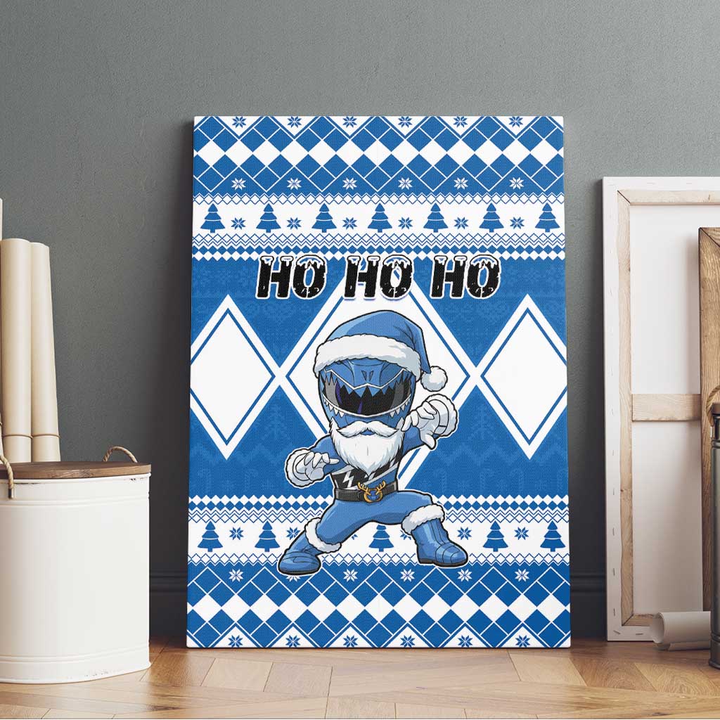 Power Blue Ranger Santa Claus Canvas Wall Art Funny Christmas - Wonder Print Shop