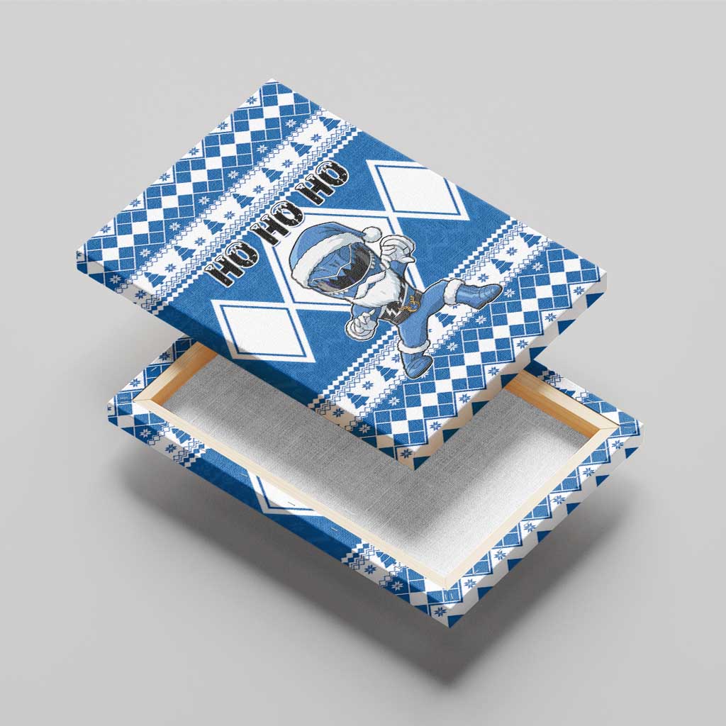 Power Blue Ranger Santa Claus Canvas Wall Art Funny Christmas - Wonder Print Shop