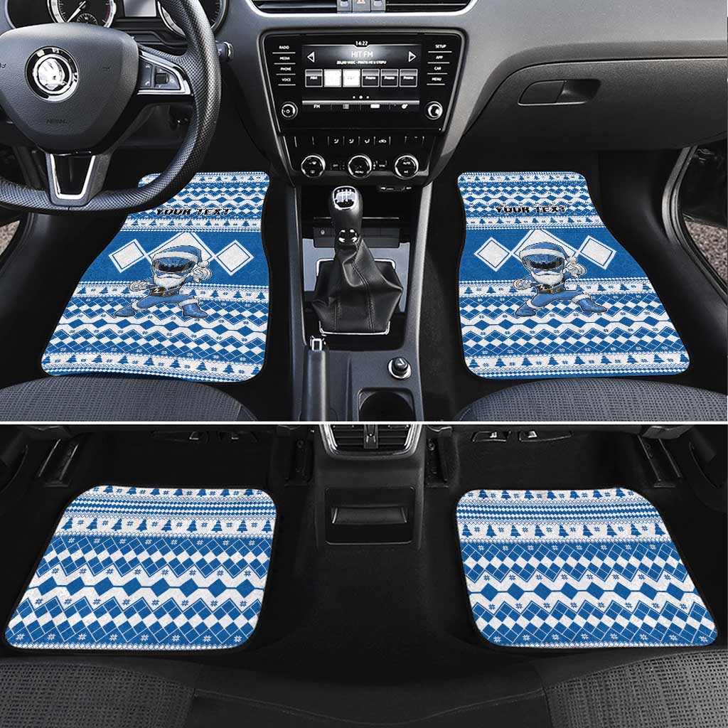 Personalized Power Blue Ranger Santa Claus Car Mats Funny Christmas - Wonder Print Shop