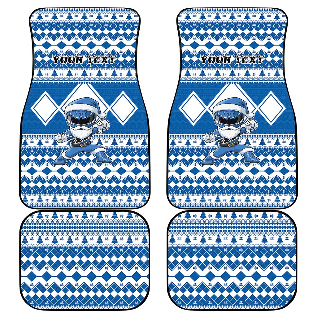 Personalized Power Blue Ranger Santa Claus Car Mats Funny Christmas - Wonder Print Shop