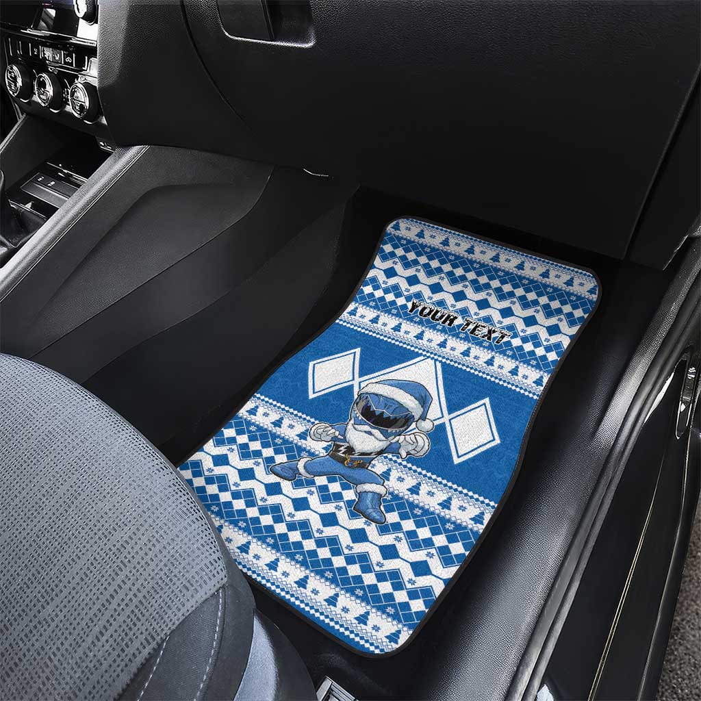 Personalized Power Blue Ranger Santa Claus Car Mats Funny Christmas - Wonder Print Shop
