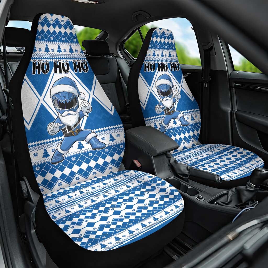 Power Blue Ranger Santa Claus Car Seat Cover Funny Christmas - Wonder Print Shop