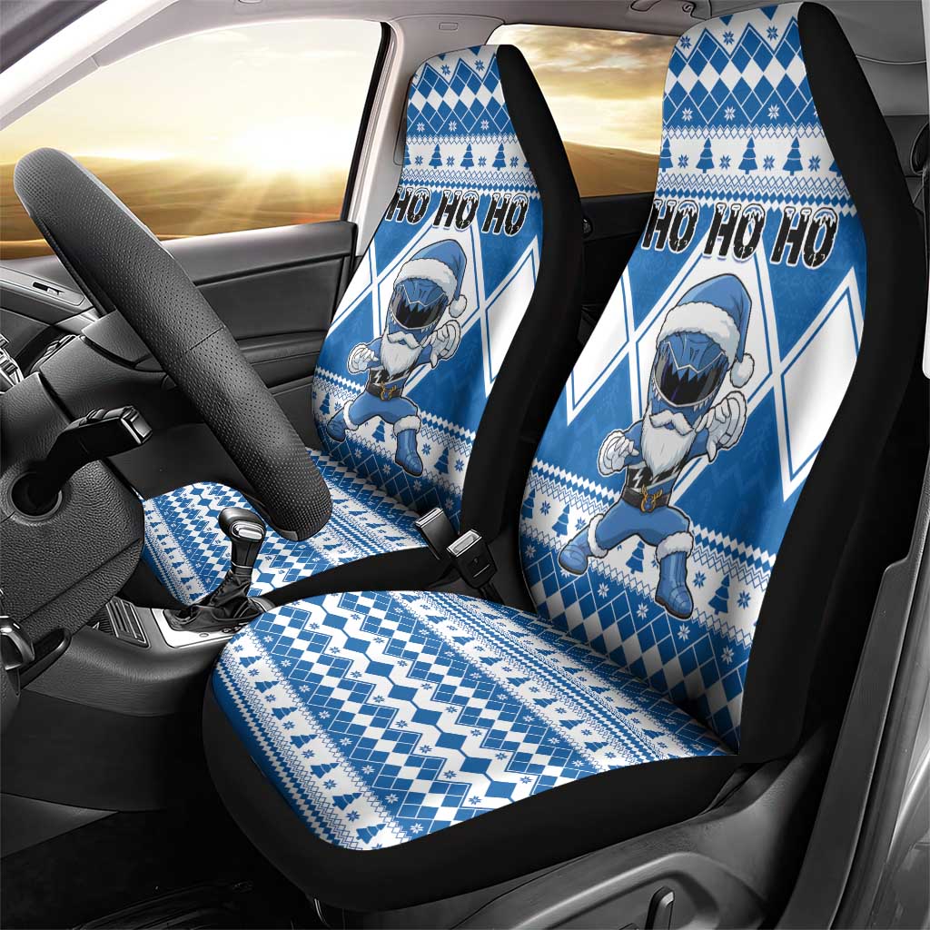 Power Blue Ranger Santa Claus Car Seat Cover Funny Christmas - Wonder Print Shop
