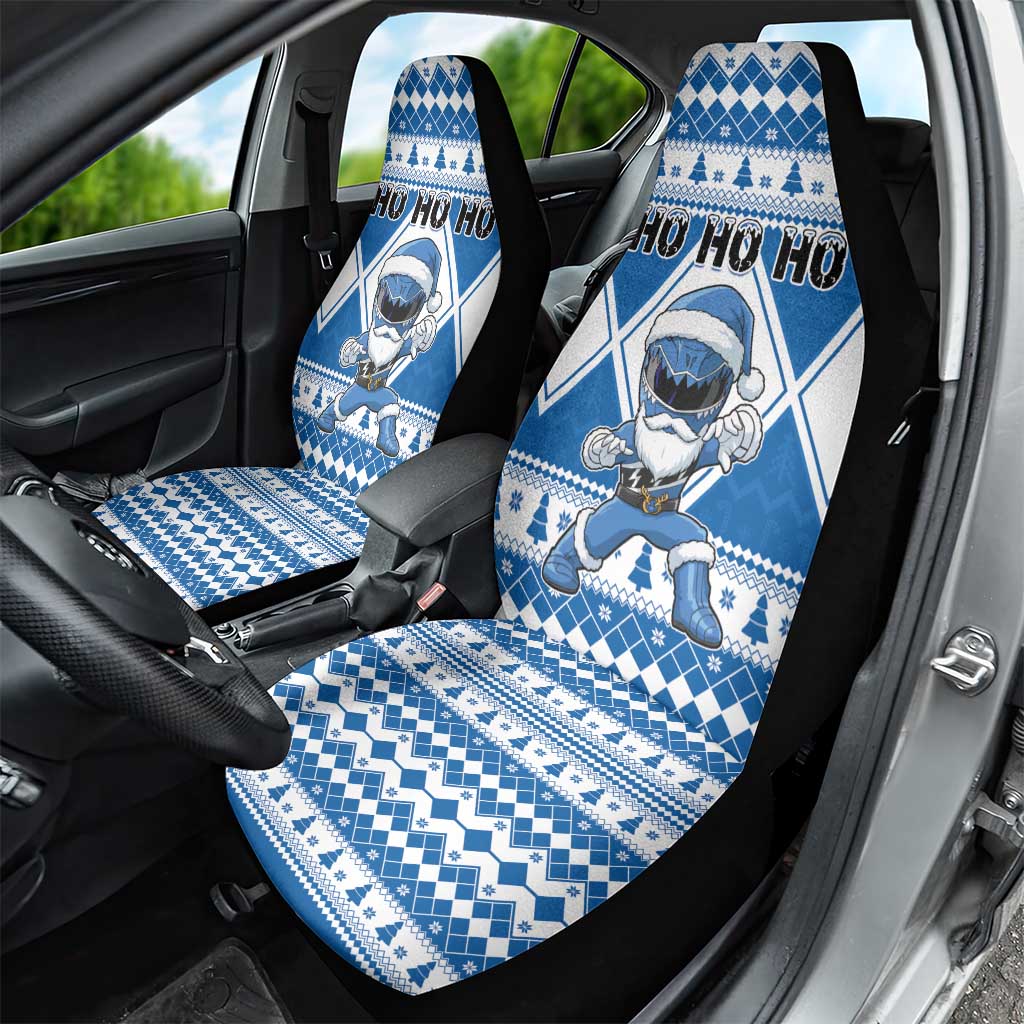 Power Blue Ranger Santa Claus Car Seat Cover Funny Christmas - Wonder Print Shop