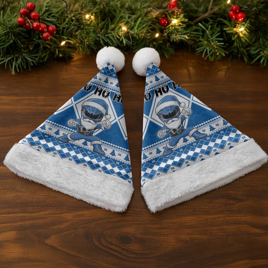 Power Blue Ranger Santa Claus Christmas Santa Hat Funny Christmas - Wonder Print Shop