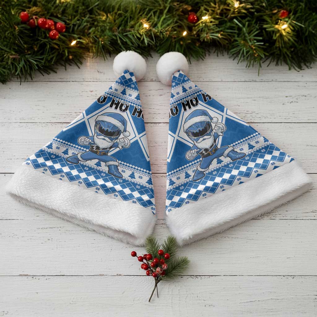 Power Blue Ranger Santa Claus Christmas Santa Hat Funny Christmas - Wonder Print Shop