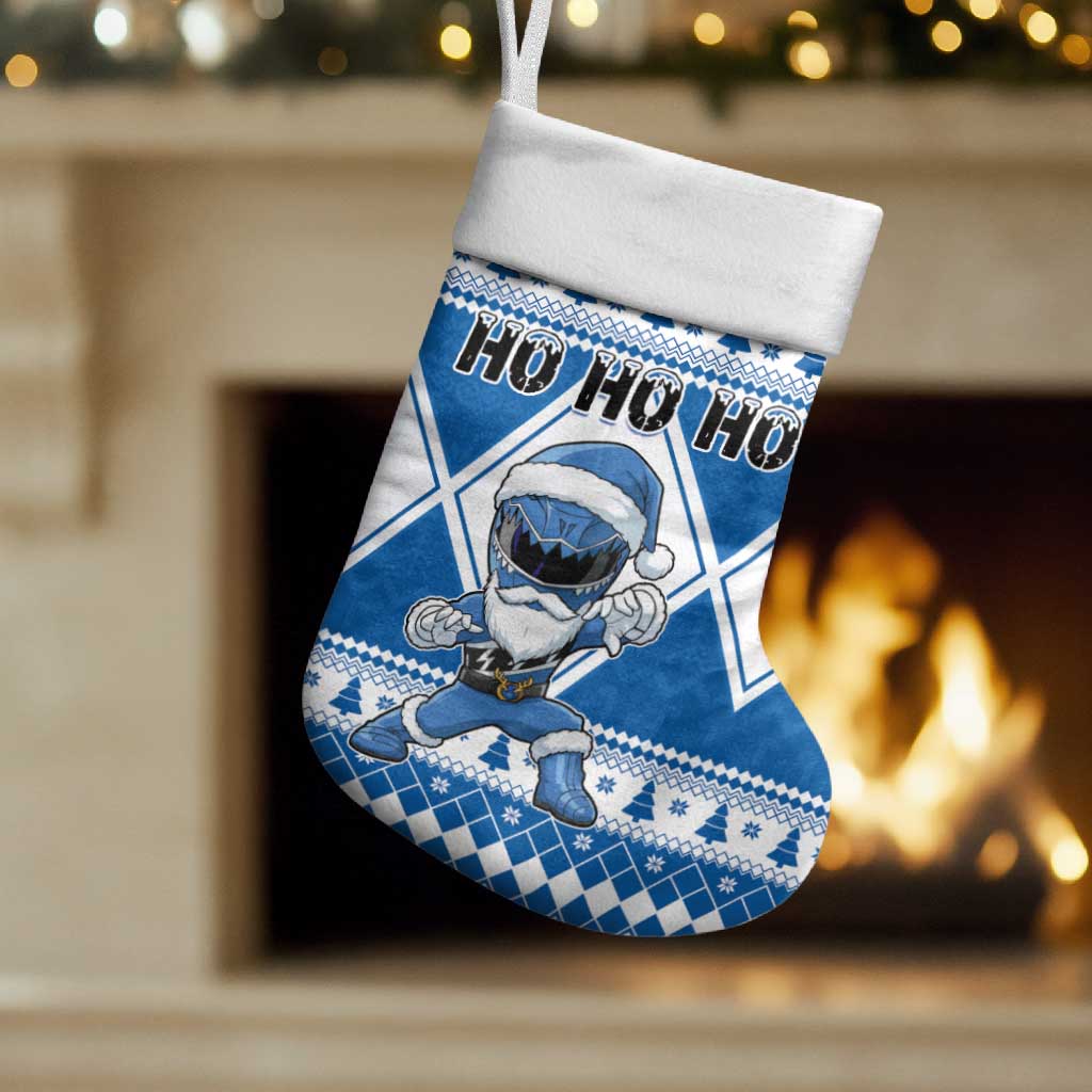 Power Blue Ranger Santa Claus Christmas Stocking Funny Christmas - Wonder Print Shop