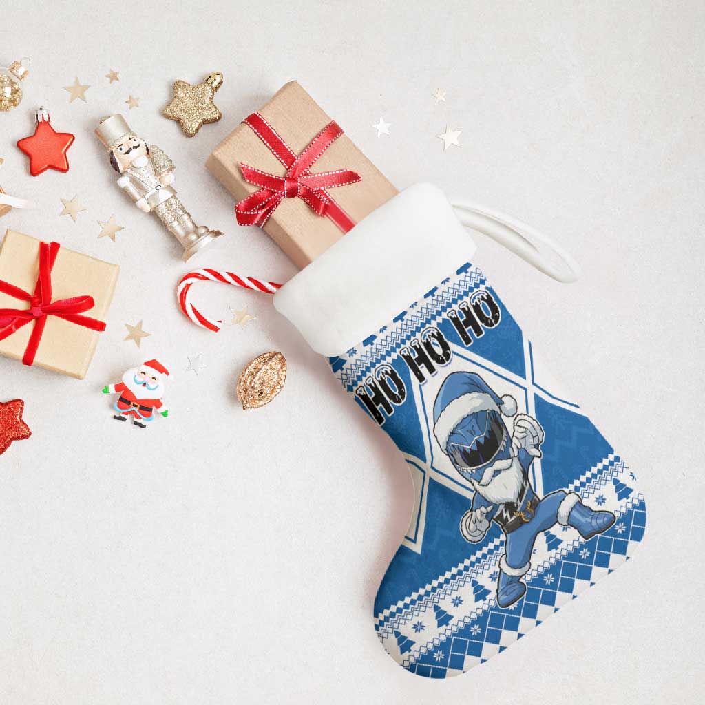 Power Blue Ranger Santa Claus Christmas Stocking Funny Christmas - Wonder Print Shop