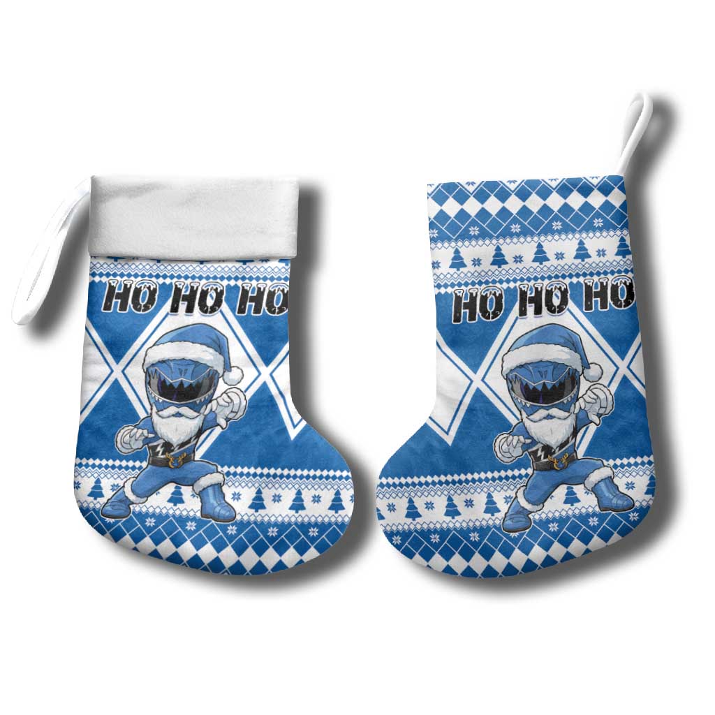 Power Blue Ranger Santa Claus Christmas Stocking Funny Christmas - Wonder Print Shop