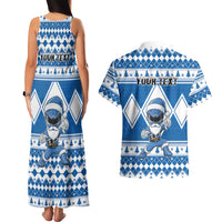 Personalized Power Blue Ranger Santa Claus Couples Matching Tank Maxi Dress and Hawaiian Shirt Funny Christmas - Wonder Print Shop