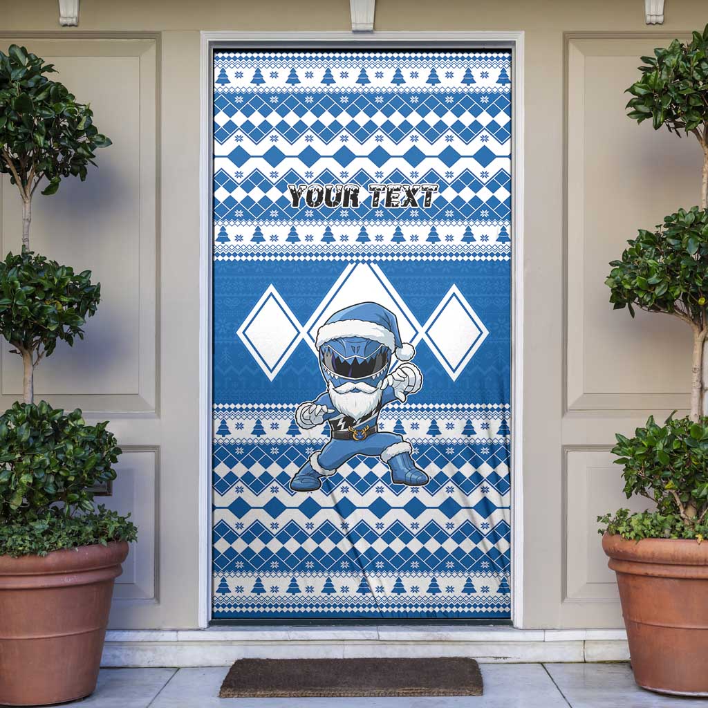 Personalized Power Blue Ranger Santa Claus Door Cover Funny Christmas - Wonder Print Shop
