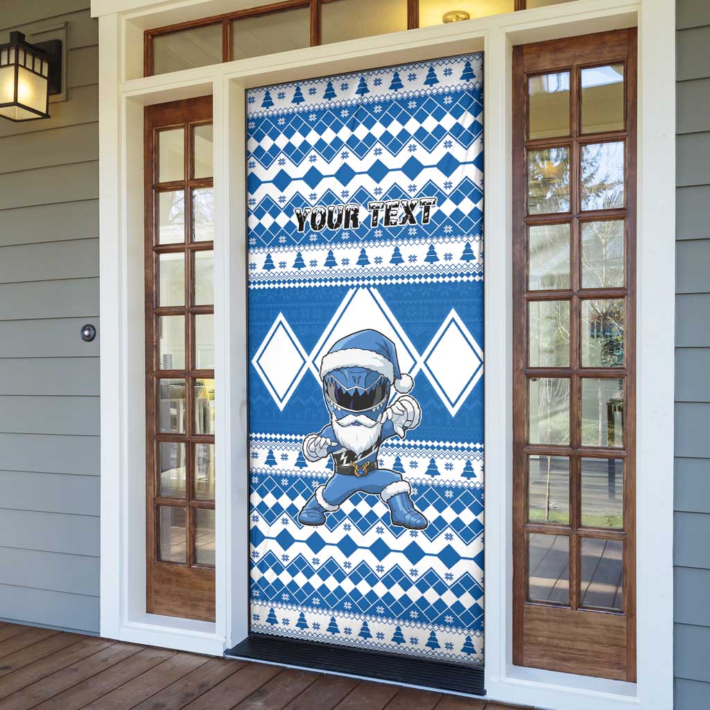 Personalized Power Blue Ranger Santa Claus Door Cover Funny Christmas - Wonder Print Shop