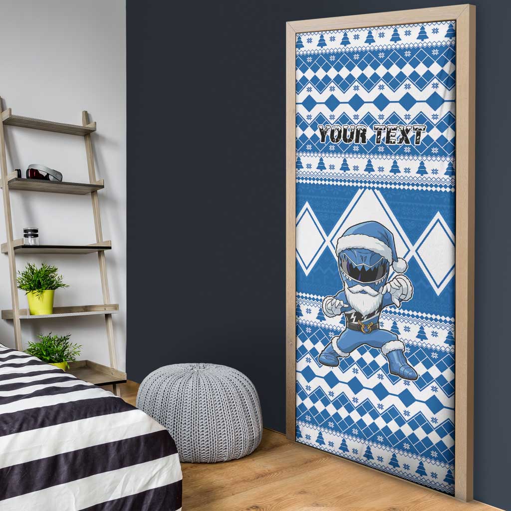 Personalized Power Blue Ranger Santa Claus Door Cover Funny Christmas - Wonder Print Shop