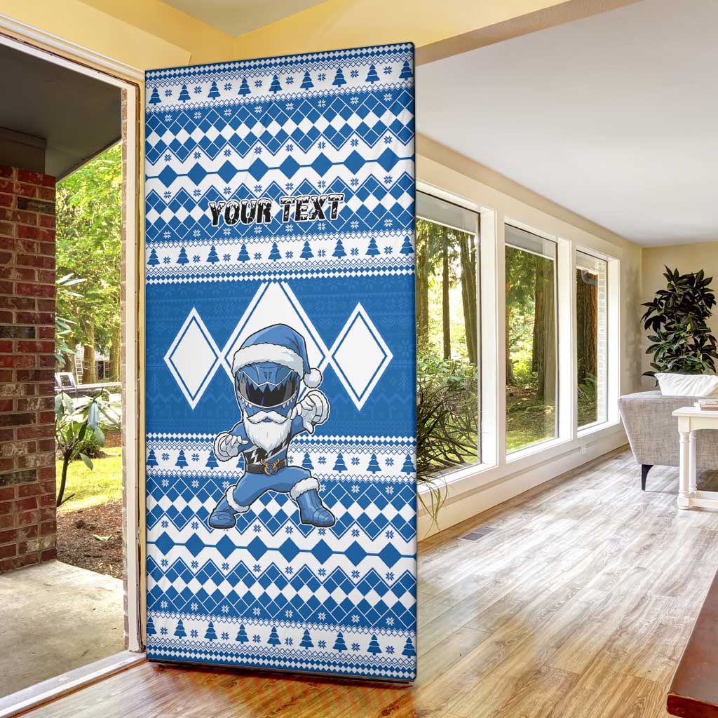Personalized Power Blue Ranger Santa Claus Door Cover Funny Christmas - Wonder Print Shop